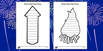Bonfire Night Shape Poetry - Bonfire Night Shape Poetry, bonfire night, bonfire, shape poetry, poetry, poem, rhyme, creative, Guy Fawkes, bonfire, Houses of Parliament, plot, treason, fireworks, Catholic, Protestant, James I, November the 5th, 5th, N