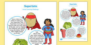  Home Learning Challenge Sheet to Support Teaching on Supertato Nursery FS1