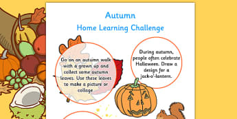 EYFS Autumn Home Learning Challenge Sheet Nursery FS1 - homework, term 1, early years, activity, games, worksheet, 