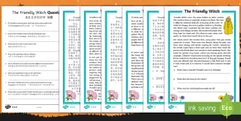 The Friendly Witch Differentiated Reading Comprehension Activity English/Mandarin Chinese - festival, autumn, celebration, understanding, witch, EAL
