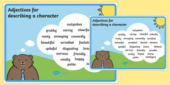 Adjectives For Describing a Character Poster - descriptive words poster, wow words poster, character description poster, character descriptions, ks2 english, adjectives