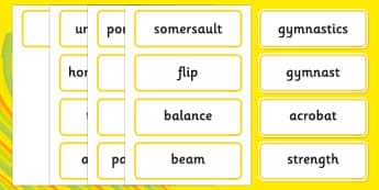 The Olympics Artistic Gymnastics Word Cards - Gymnastics, Olympics, Olympic Games, sports, Olympic, London, 2012, word card, flashcards, cards, activity, Olympic torch, events, flag, countries, medal, Olympic Rings, mascots, flame, compete