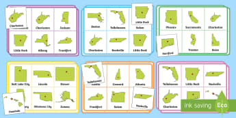 States and Capitals Bingo Game - USA States, US States, United States, US Capitals, USA Capitals, US Capital Cities, USA Capital Citi