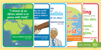 Nelson Mandela Simple Inspiring Quotes Display Posters - Black History, President, South Africa, Prisoner, Mandela Day