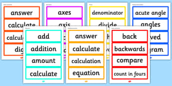 Year 3 2014 Curriculum Maths Vocabulary Cards Resource Pack 