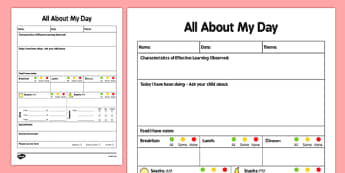 Care Sheet for Under 3s - daily record, daily diary, care sheet, care, sheet, under 3, 3