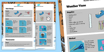 Weather Station Craft Instructions - making a weather station, rain gauge, wether vane, thermometer