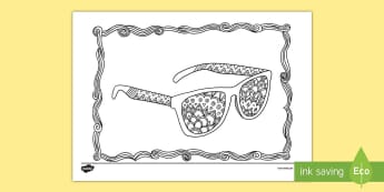 Sunglasses Mindfulness Colouring Page - glasses, sun, shades, beach, sunshine, protection, 