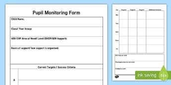 Teaching Assistant Pupil Monitoring Form Pro Forma