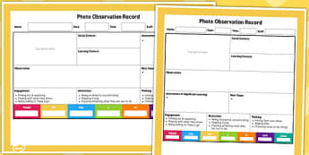 EYFS Photo Observation Sheet - observations, observe, early years