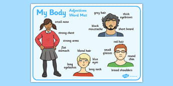 My Body Adjectives Word Mat - my body, adjectives, word mat, word, mat