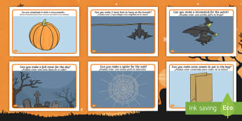 Halloween Playdough Mats English/Spanish  - Halloween, playdough, mat,activity, pumpkin, witch, bats, EAL