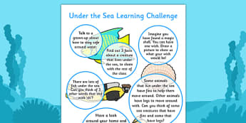 Under the Sea Home Learning Challenges Reception FS2 - under the sea
