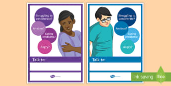 Mental Health A4 Display Poster - Help, mental health, poster, signposting, PSHCE