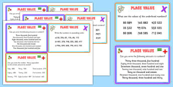 Place Value Maths Challenge Cards - place value, math, maths game