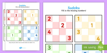Sudoku Sheets - sudoku sheets, sudoku, sheets, game, activity, numbers, maths, missing numbers, fill in, row, column