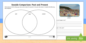 Seaside Past and Present Activity Sheet - history, comparison, change, difference,venn, compare, Worksheet