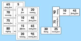 Number Bonds to 100 Dominoes Multiples of 5 - maths, numeracy, game, activity, counting, adding, early years, ks1, key stage 1