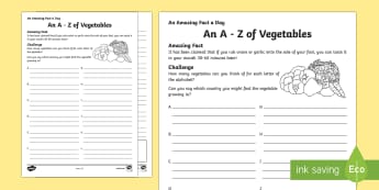An A-Z of Vegetables Activity Sheet