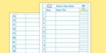 Books I Have Read Record - Books I have read, Book record, Record sheet, books I have read record sheet, recording sheet