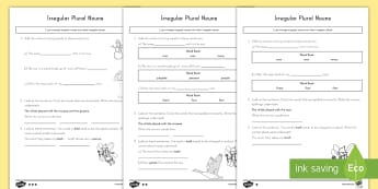 Irregular Plural Nouns Activity Sheets  - plurals, irregular plurals, nouns, grammar, English