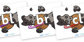 Initial Letter Blends on Asteroids - Initial Letters, initial letter, letter blend, letter blends, consonant, consonants, digraph, trigraph, literacy, alphabet, letters, foundation stage literacy