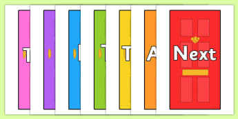 Sentence Starters on Doors - Sentence starter, writing sentences, vocabulary, writing aid, how to start a sentence, the, next, there