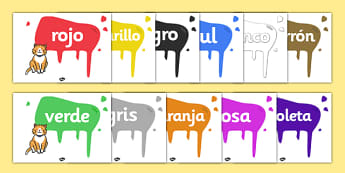 Spanish Colour Display Posters - Colour posters, Spanish, espanol, MFL, colour, display, poster, posters, colour mixing, black, white, red, green, blue, yellow, orange, purple, pink, brown