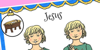 A4 British Sign Language Sign for Jesus - sign language, jesus