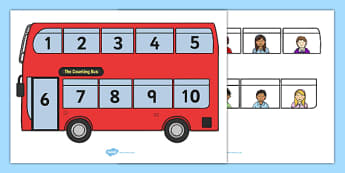 Interactive Bus Counting Activity - Counting game, one to one correspondence, counting activity, counting reliably, how many, foundation numeracy, counting on, counting back, numeracy, counting, 1-10, numbers to 10, transport