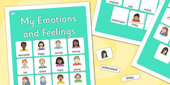 My Emotions and Feelings Vocabulary Poster - emotions, feelings, display posters, themed posters, images, pictures, key words, emotions feelings vocabulary