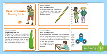 KS1 Peer Pressure Thinking Cards - discussion, Circle time, debate, friendship, relationships.