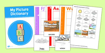 Picture Dictionary Weather Word Cards - picture, dictionary