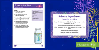Fireworks in a Glass Science Experiment - Chinese New Year, Bonfire Night, EYFS