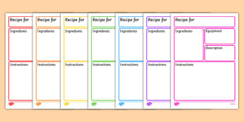 Editable Recipe Template - recipe, cooking, baking, recipe template, editable recipe sheet, writing template, writing aid, writing frame