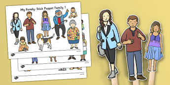 Family Stick Puppets - family, stick puppets, stick, puppets