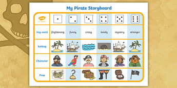 Pirate Theme Story Writing Dice Activity - pirate writing activity, pirate story writing activity, write story writing game, writing game, story dice game