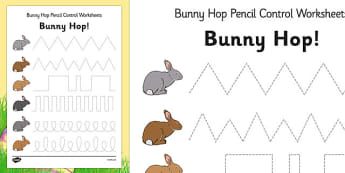 Bunny Hop Pencil Control Worksheets - easter, fine motor skills