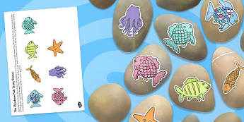 Story Stone Image Cut Outs to Support Teaching on The Rainbow Fish - story stone, image, cut outs