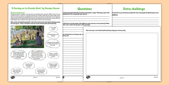 A Sunday on La Grande Jatte by Seurat Art Appreciation Activity Sheet - A Sunday on La Grande Jatte, Seurat, art, activity, sheet, worksheet