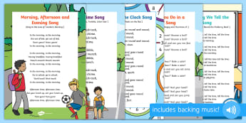 Time Songs and Rhymes Resource Pack - singing, songs, action rhymes, early maths, time, clock, watch, time of day