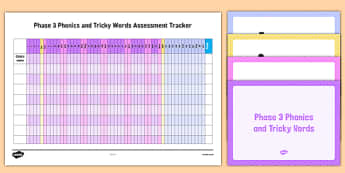 Phase 3 Phonics and Tricky Words Assessment Tracker and PowerPoint Pack - EYFS, letters and sounds