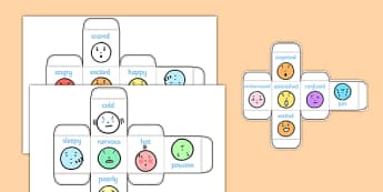Emotions Dice Nets - emotions, dice net, dice, net, die, feelings, moods