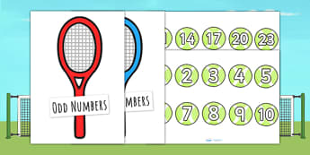 Tennis Ball and Racket Odd and Even Sorting Activity - sports, pe