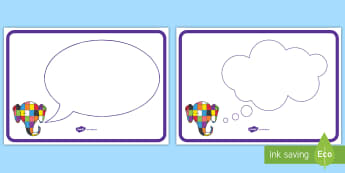 Speech and Thought Bubble Posters to Support Teaching on Elmer - elmer, elmer posters, elmer thought bubble posters, elmer speech bubbles posters, elmer display posters, story