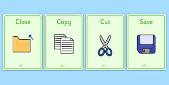 Important Computer Icons Display Posters - important computer icons display posters, computer, icons, important, display, poster, sign, close, copy, cut, save, save as, new, open