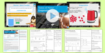 States of Matter Lesson 8: Evaporation Lesson Pack - evaporation, rock salt, making salt, crystallisation, rock salt crystals, particle model, evaporatin