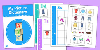 Picture Dictionary Clothes Word Cards Pack - dictionary, pack