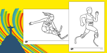 The Paralympic Events Athletics Colouring Sheets - Athletics, athlete, running, Paralympics, sports, wheelchair, visually impaired, colouring, fine motor skills, poster, worksheet, vines, A4, display, 2012, London, Olympics, events, medal, compete, O