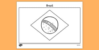 Brazil A4 Colouring Flag - geography, flags, country, colour in
